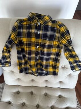 The Children's Place Yellow & Navy Plaid Button-Down Shirt